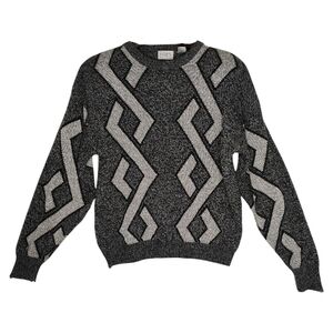 170. Nicolas Allen  VTG geometric argyle pattern sweater gray Acrylic  Men's  XL